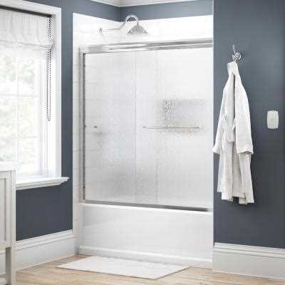 Delta Traditional 60 in. x 58-1/8 in. Semi-Frameless Sliding Bathtub Door in Chrome with 1/4 in. Tempered Rain Glass - Cheap Fitting