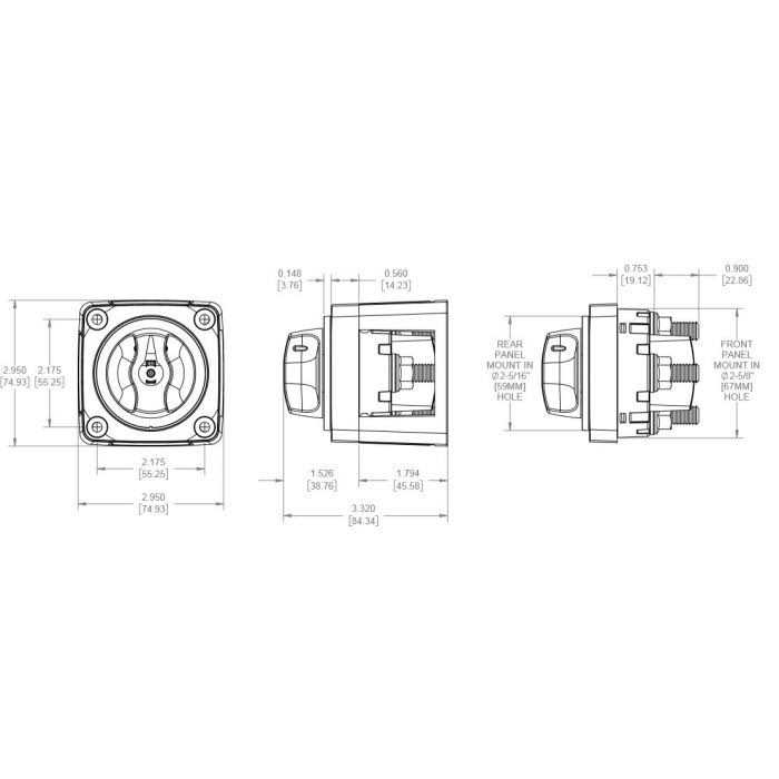 Blue Sea 6011 m-Series Battery Switch Dual Circuit Plus - Cheap Fitting