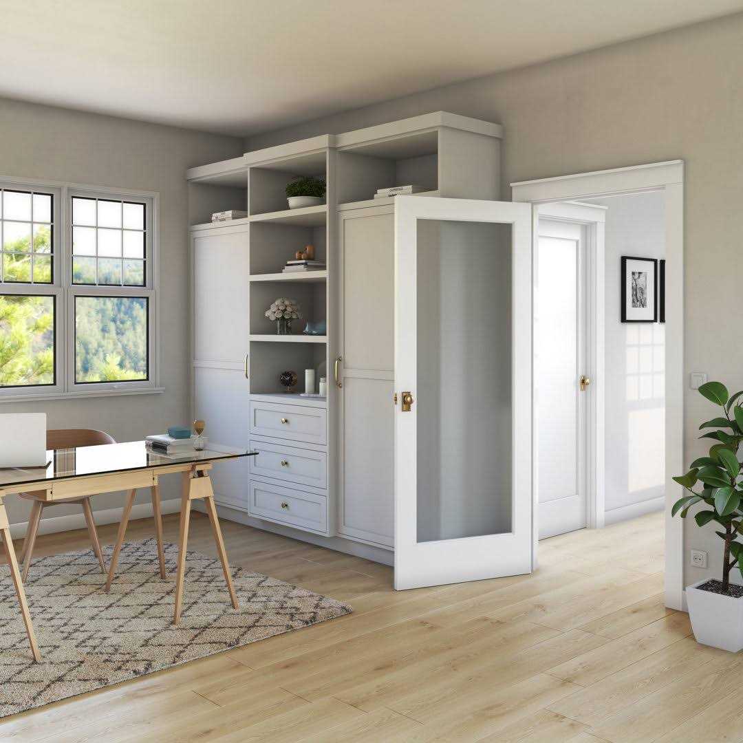 EightDoors 80 in. x 1-3/8 in. 1-Lite Solid Core Frosted Glass White Finished Wood French Interior Door Slab - Cheap Fitting