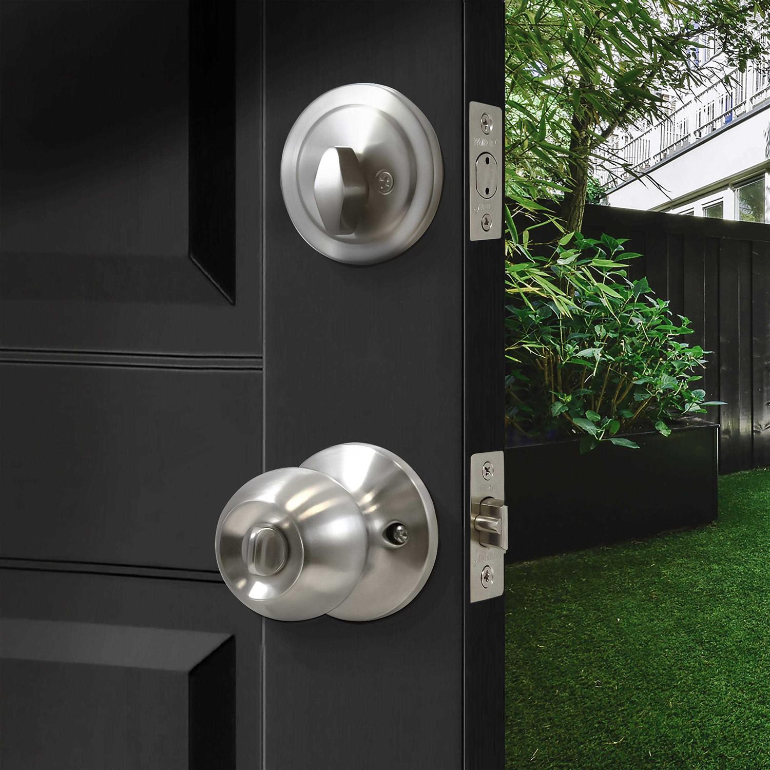 Premier Lock Stainless Steel Entry Door Knob Combo Lock Set with Deadbolt and 6 Keys ED03 - Cheap Fitting