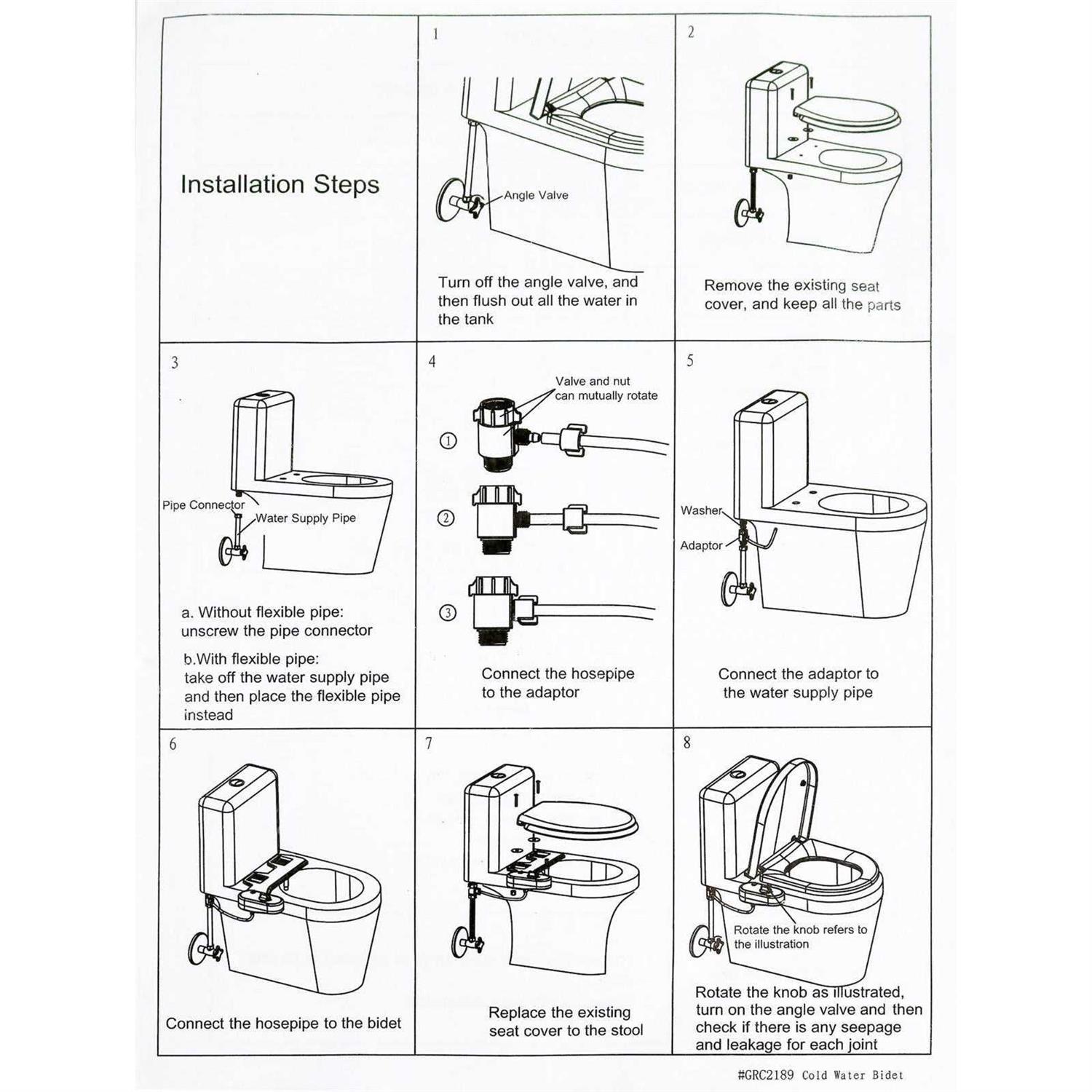 Greenco Attachment Sprayer for Toilet Seat Easy-to-Install Non-Electric Bidet with Adjustable Fresh Water Jet Spray - Cheap Fitting
