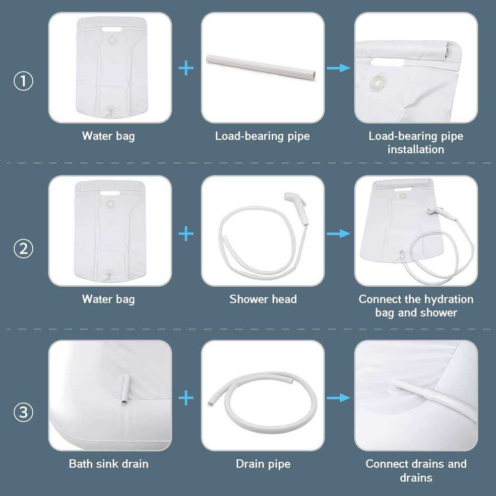 SMERPHOX Medical Inflatable Adult PVC Pump and Water Bag Bath tub Bedside Shower Bath Kit Portable Bathtub Wash Fullbody in Bed for Geriatric - Cheap Fitting