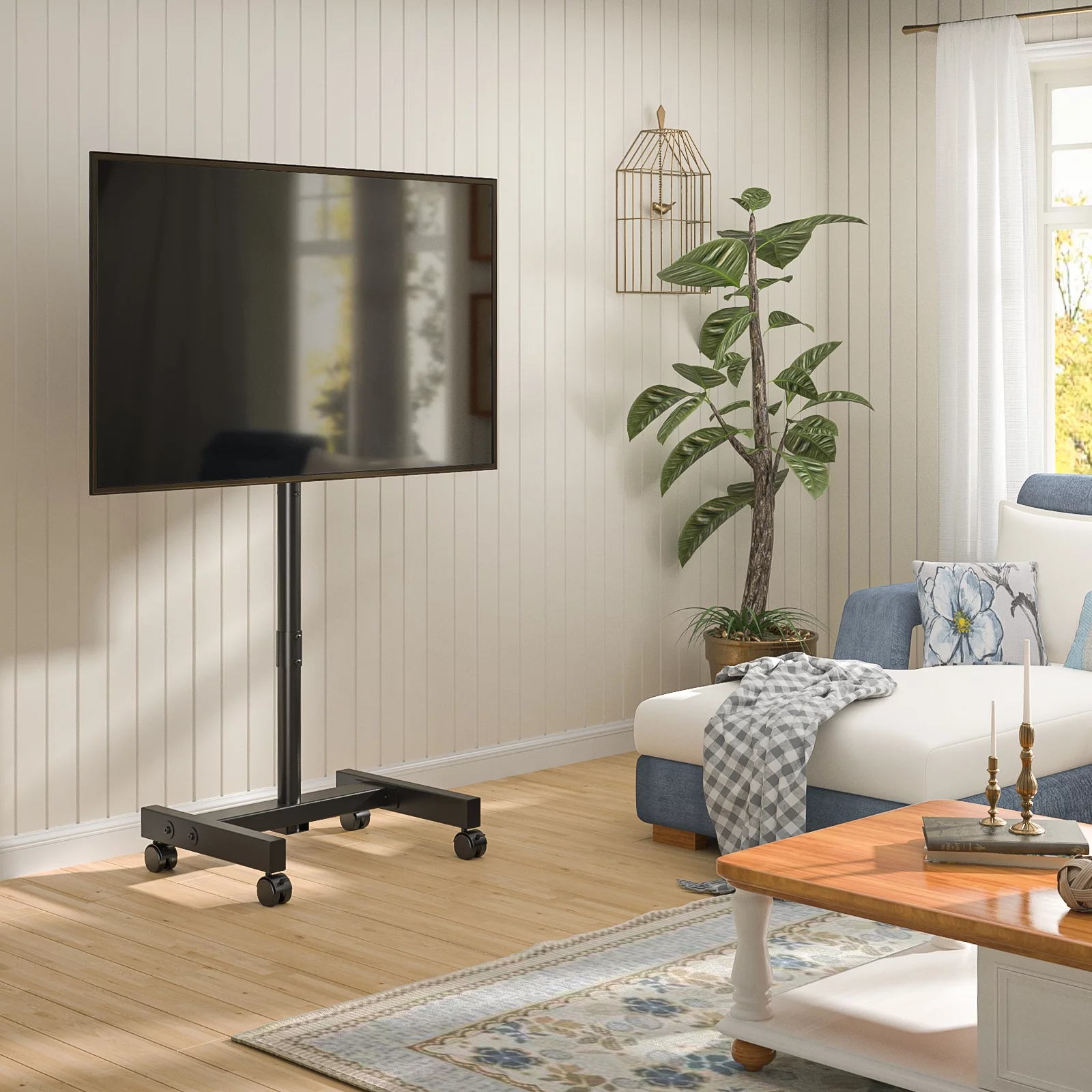 Modern Rolling TV Stand for 13 to 50 inch TVs Tilt Metal TV Stand Wheels - Cheap Fitting