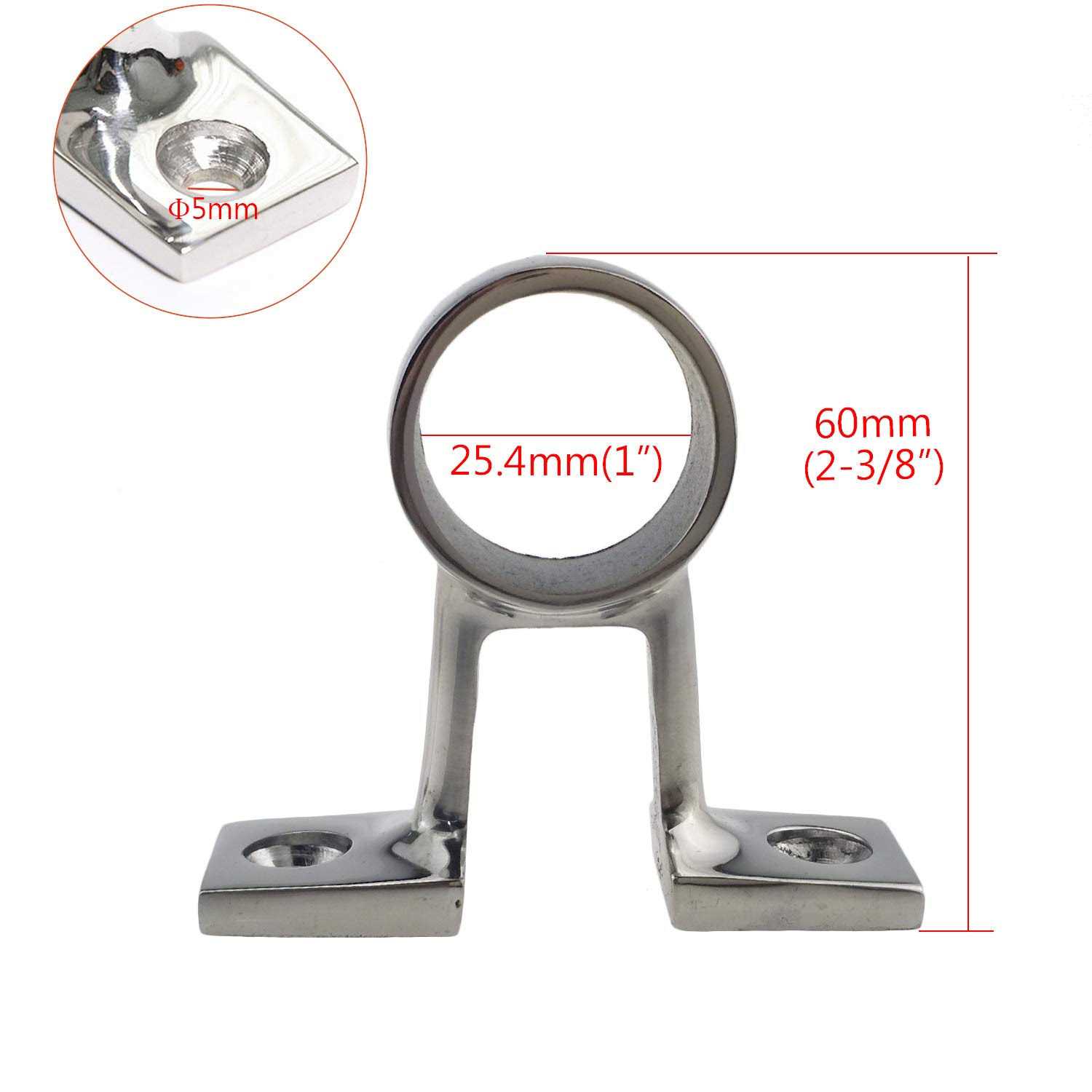 Pair of 316 Stainless Steel Marine Grade Boat Hand Rail Railing Fitting Center Bracket StanchionHardware for 1in Tubing - Cheap Fitting