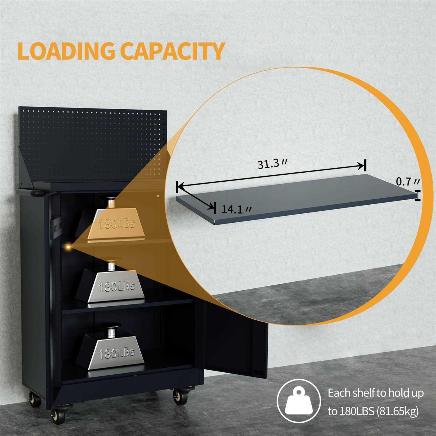 VCGGAIP Metal Storage Cabinet with Wheels 43 Mobile Metal Garage Cabinet with 2 Doors for Garage Organization - Cheap Fitting