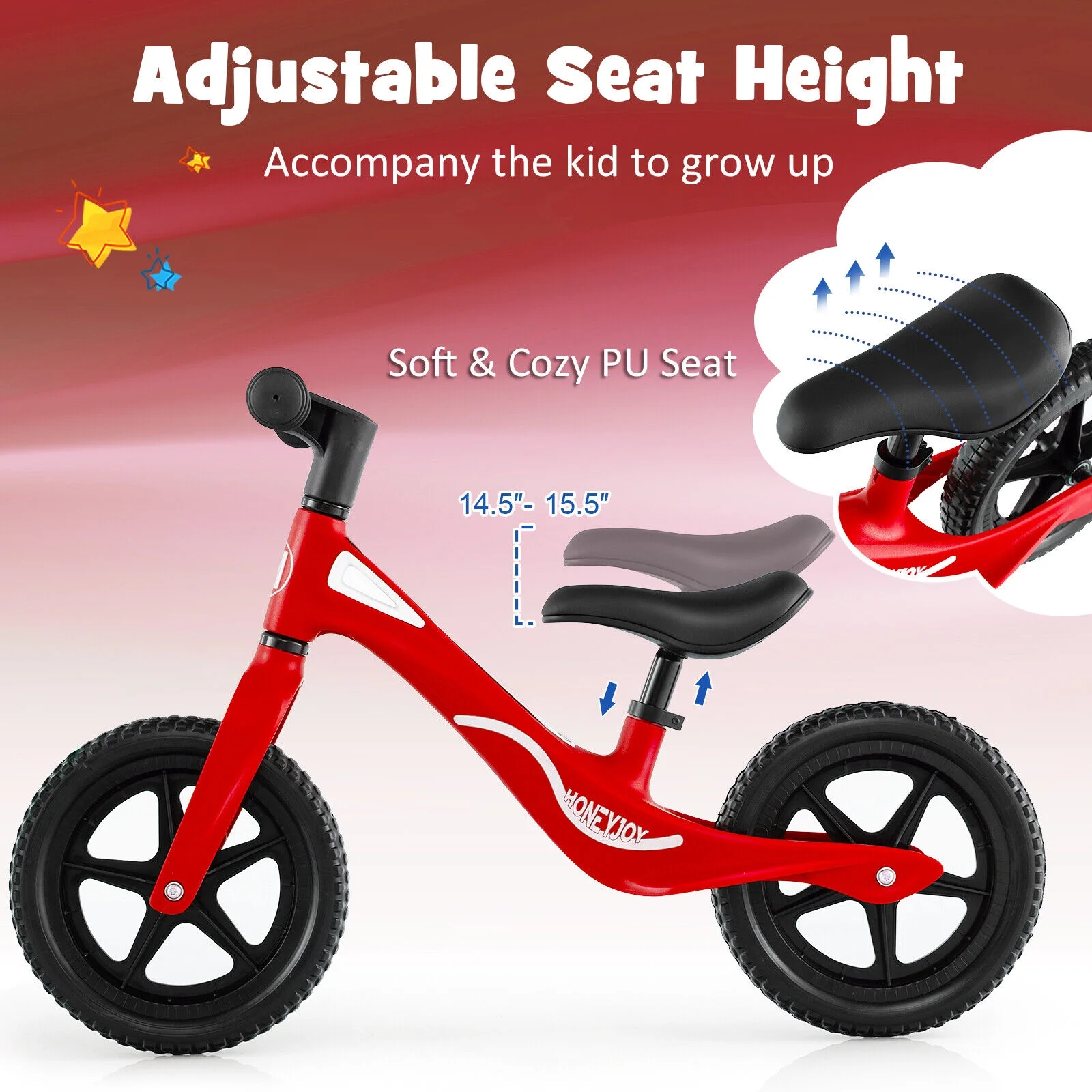 FONIRRA Kids Balance Bike, No Pedal Lightweight Toddler Training Bicycle with Adjustable Seat for 2-6 Years Old Boys and Girls, Red - Cheap Fitting