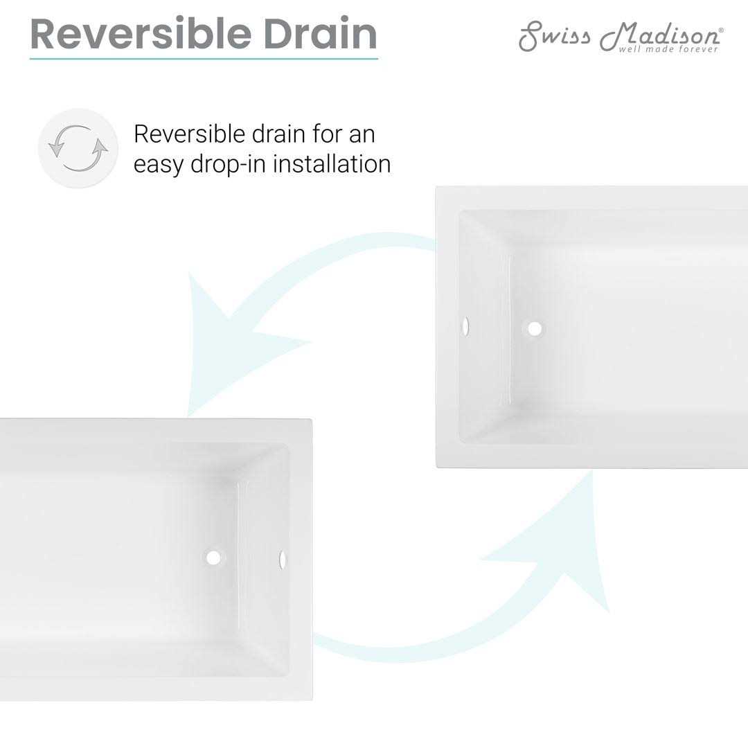 Swiss Madison Voltaire 60x 30 Reversible Drain Drop-In Bathtub SM-DB569 - Cheap Fitting