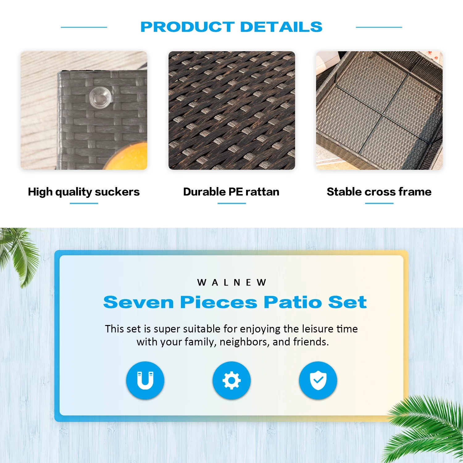 LACOO 7 Pieces Patio Conversation Set Outdoor Sectional Sofa Set PE Rattan, Beige - Cheap Fitting