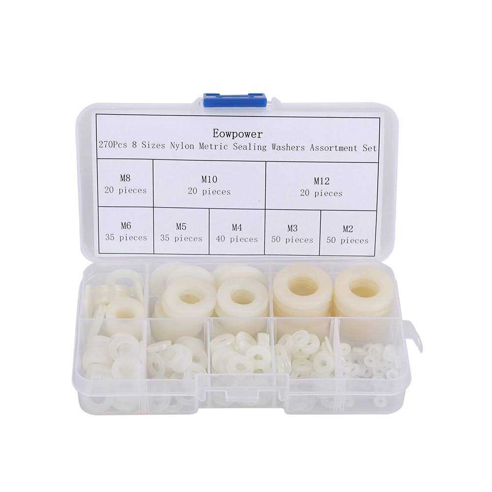 Eowpower 270pcs 8 Sizes Nylon Metric Sealing Washers Assortment Set - Cheap Fitting
