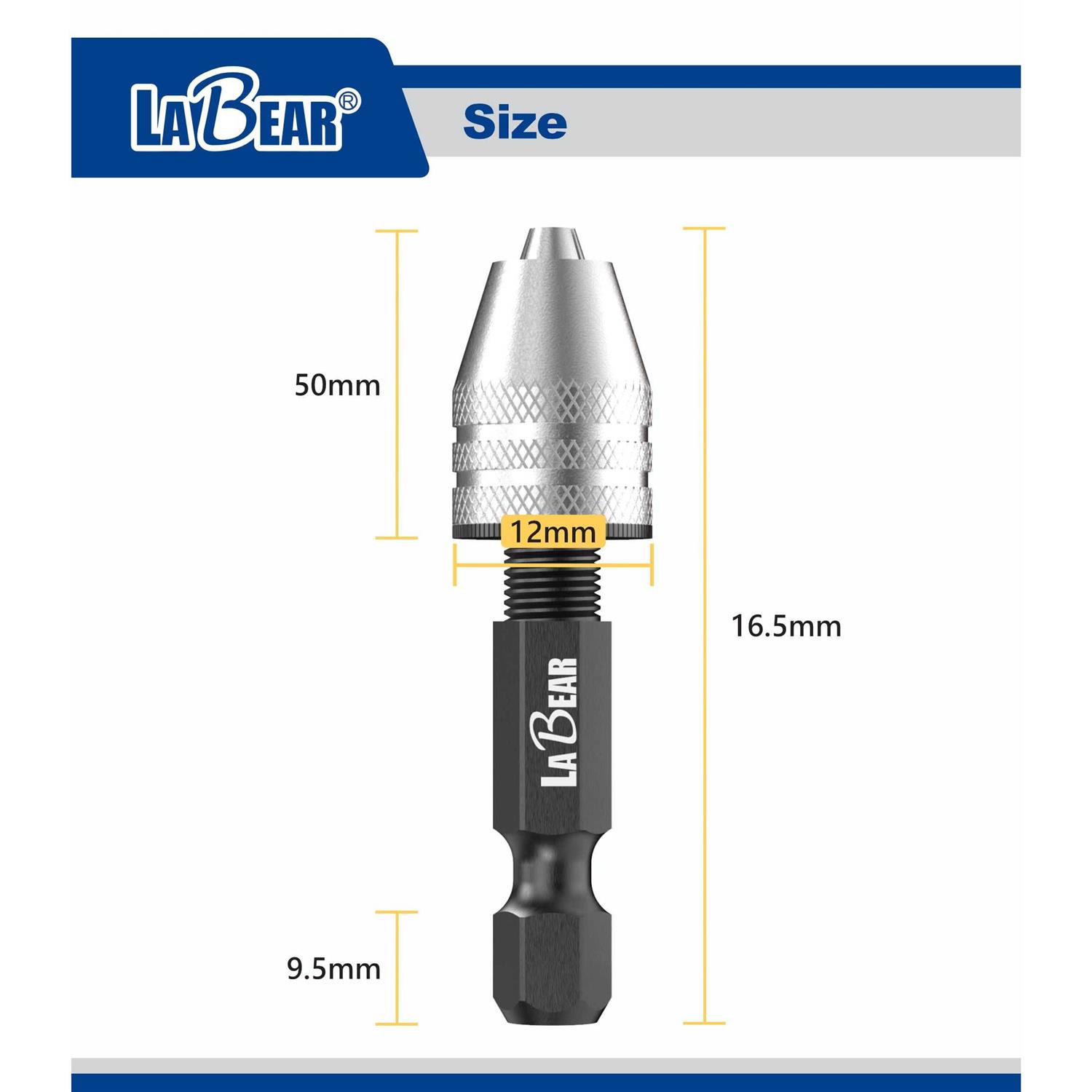 LABEAR Drill Chuck Keyless Mini Adapter ¼ Inch Hex Shank 0.3-3.2mm Capacity for Micro Drill Bits for Cordless Screwdrivers, Drills, and Power - Cheap Fitting