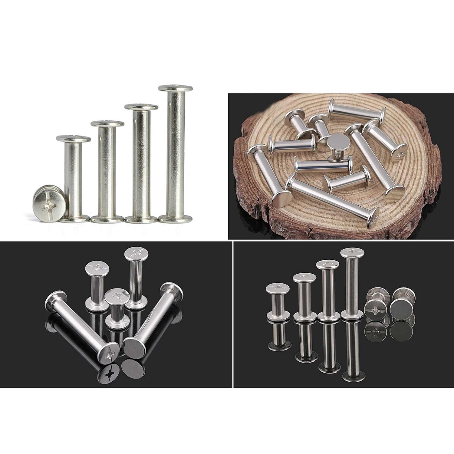 LBY 100pcs Phillips Chicago Screws Binding Screw Posts,M5 x 10/20/30/40/50mm Book Screws,Binding Barrels and Screws Assortment Kit - Cheap Fitting