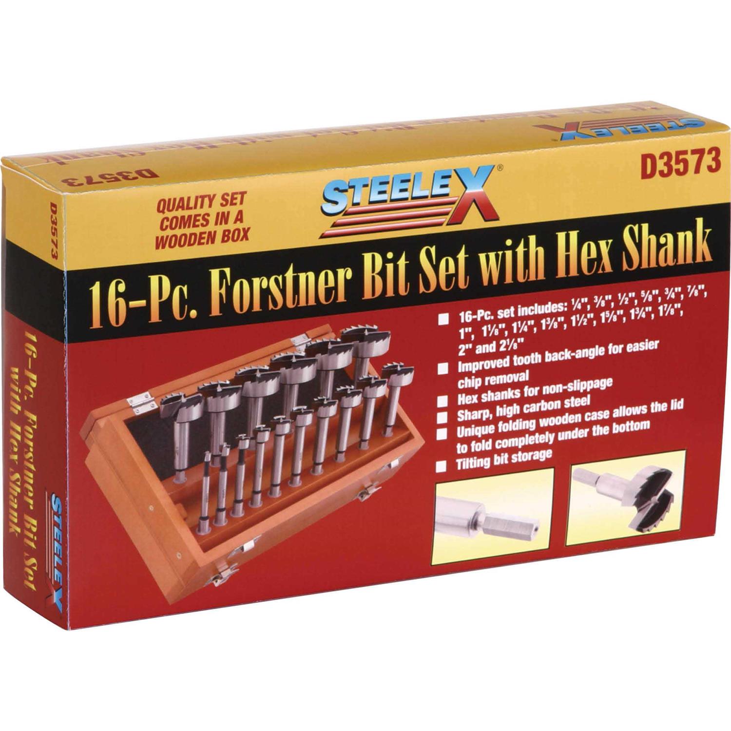 Steelex 16 pc Forstner Bit Set Hex Shank D3573 - Cheap Fitting