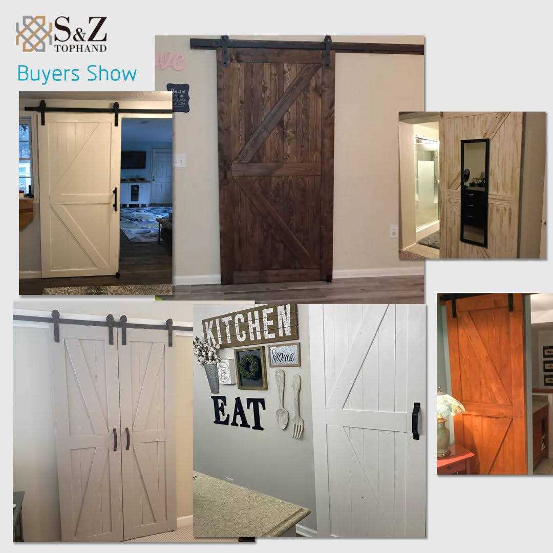 Barn Door 20-60in Unfinished British Brace Barn Door/Country Style/Solid Wood/Sliding Door/Durable S&Z TOPHAND - Cheap Fitting