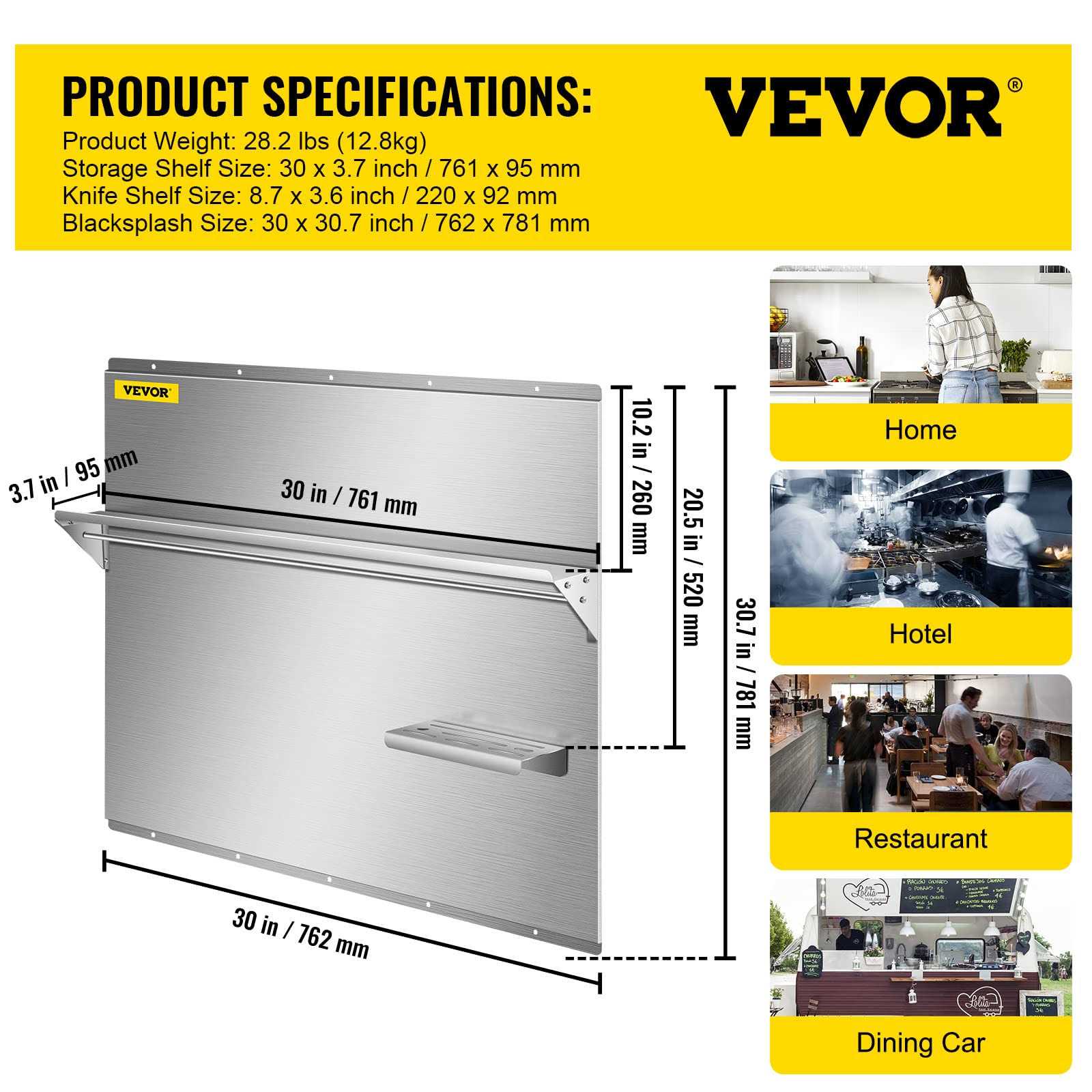 VEVOR Range Backsplash with Shelf Range Hood Wall Shield - Cheap Fitting