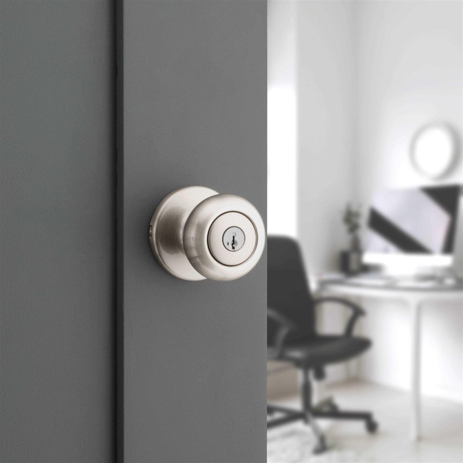 Kwikset Cove Satin Nickel Entry Door Knob with Smartkey 94002-954 - Cheap Fitting