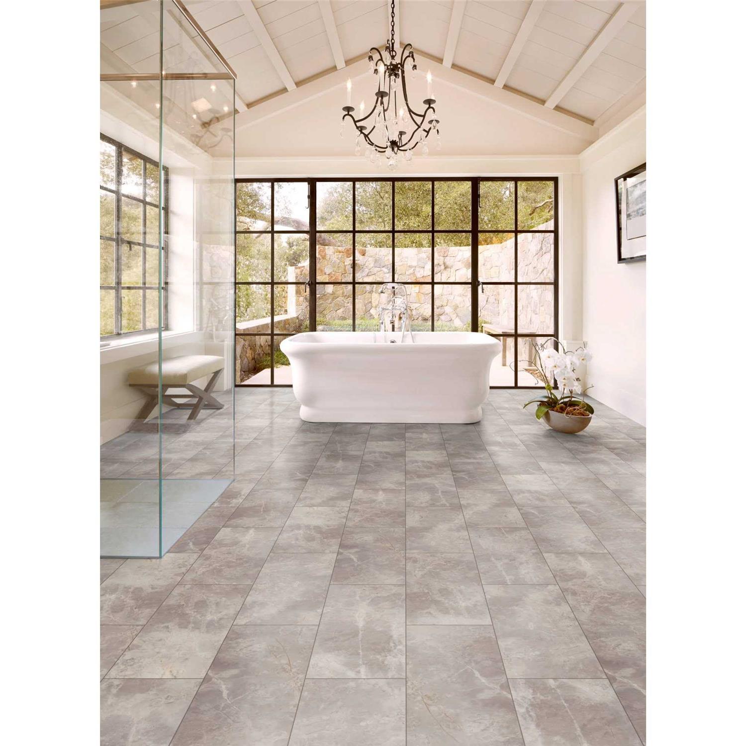 SMARTCORE Andes Greystone 20-mil x 12-in W x 24-in L Waterproof Water Resistant Interlocking Luxury Vinyl Tile Flooring - Cheap Fitting