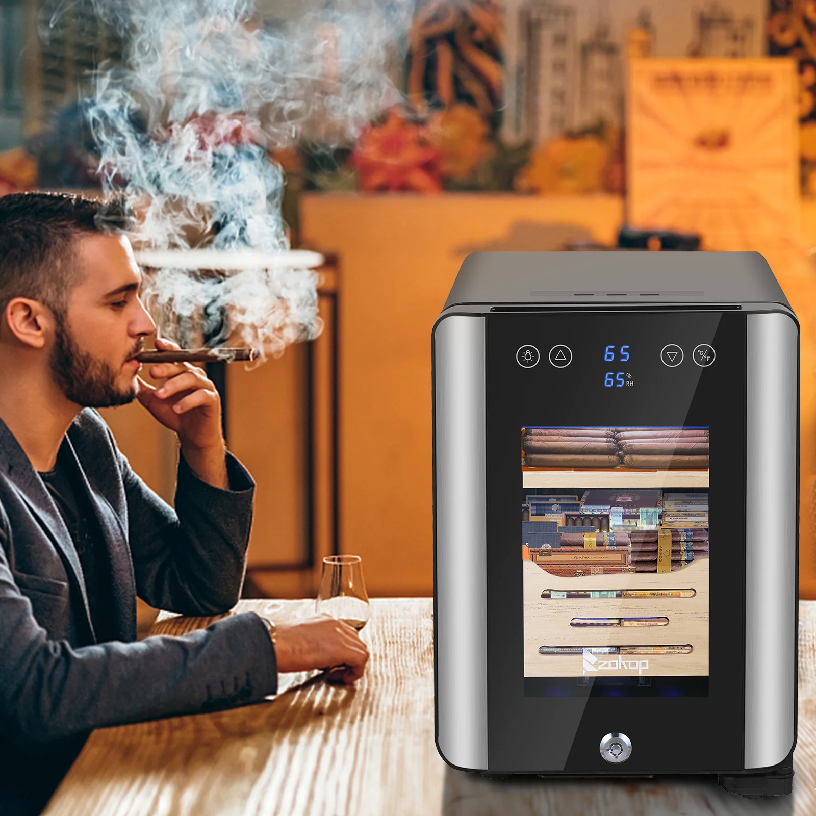 Ktaxon 25L Electric Cigar Humidors For 150 Counts,Cooling, Heating Control System,with Digital Hygrometer, Spanish Cedar Lined Cigar Box,Gift for Father Friends Men - Cheap Fitting