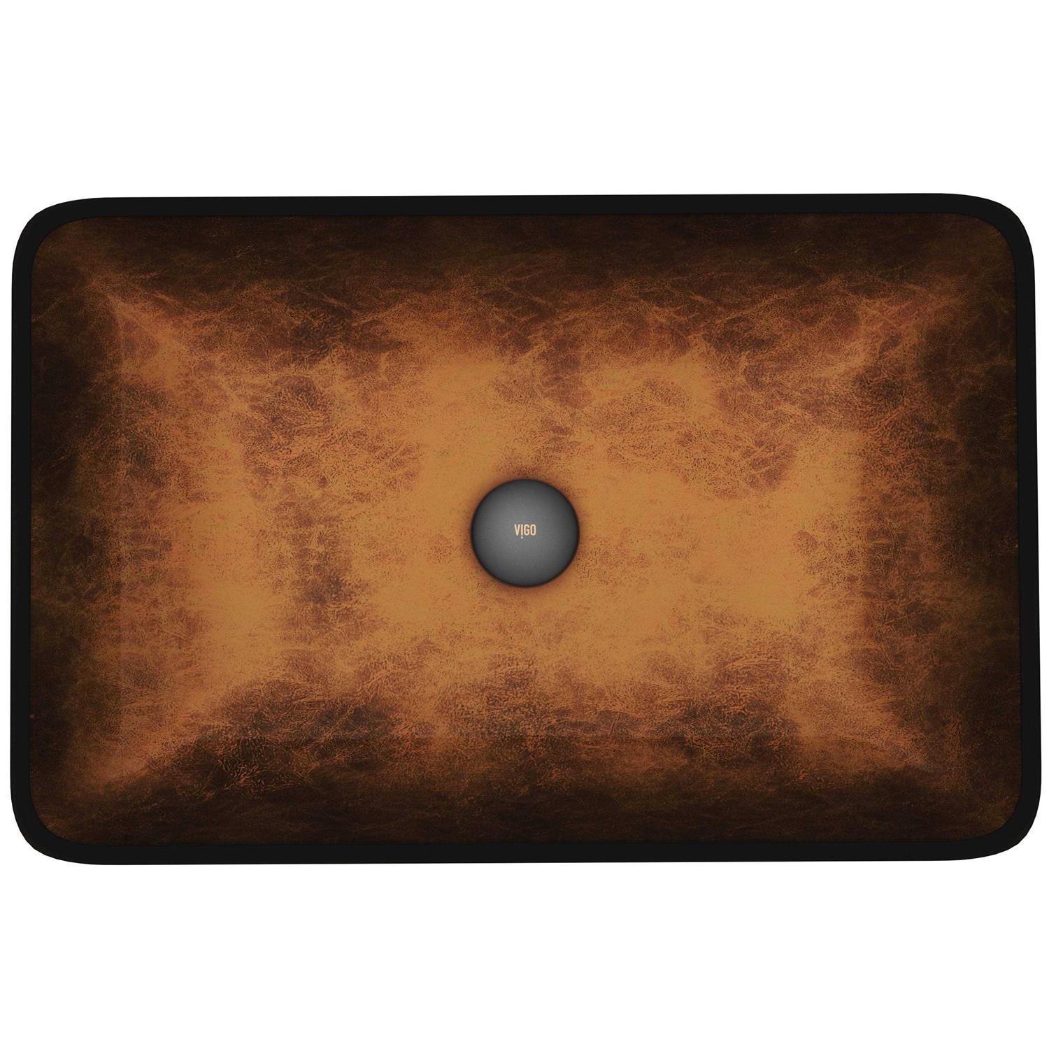 Vigo VG07047 Rectangular Russet Glass Vessel Bathroom Sink - Cheap Fitting