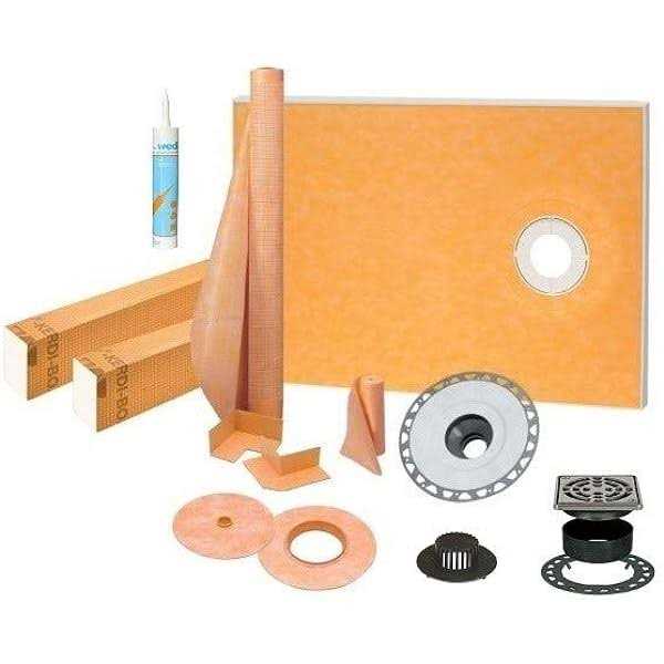 Schluter Kerdi 38 x 60 Offset Shower Kit with 2 Flange and Joint Sealant - Cheap Fitting