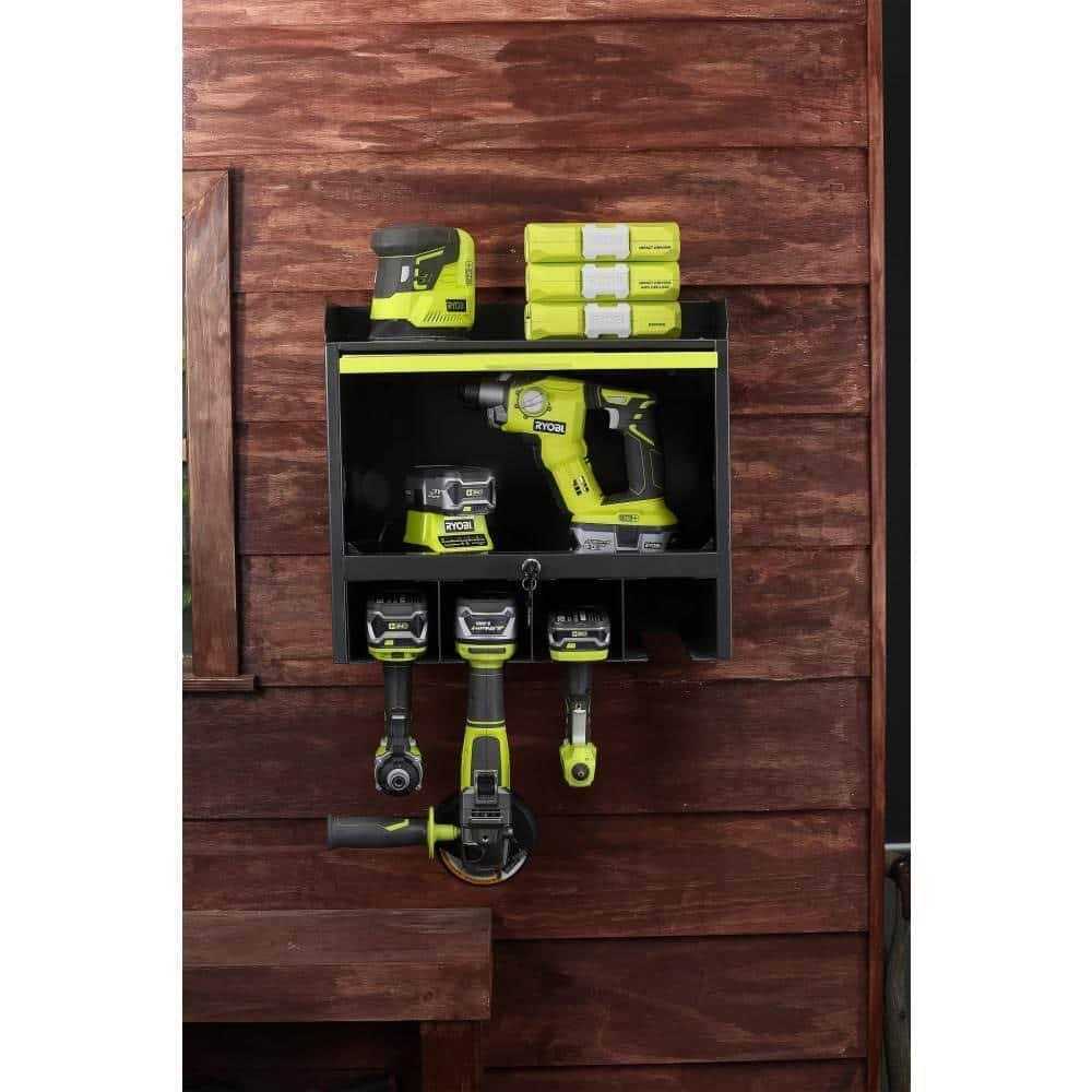 RYOBI Steel 2-Shelf Wall Mounted Garage Cabinet in Black - Cheap Fitting