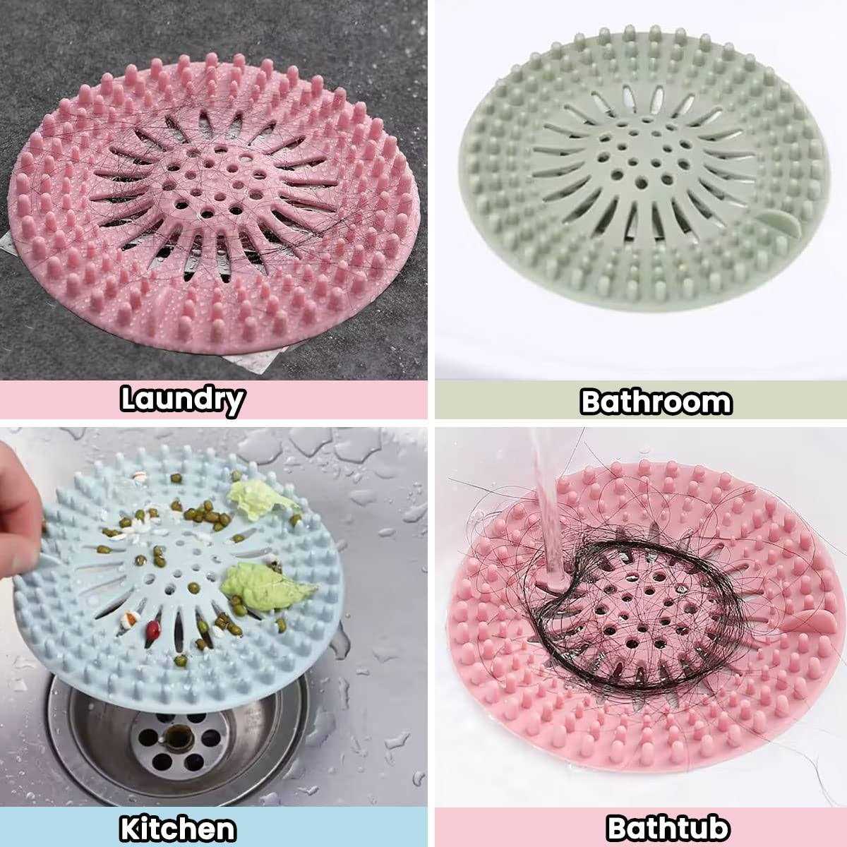 5 Pack Hair Catcher Durable Silicone Hair Stopper Shower Drain Covers, Easy to Install and Clean for Bathroom Bathtub Kitchen - Cheap Fitting