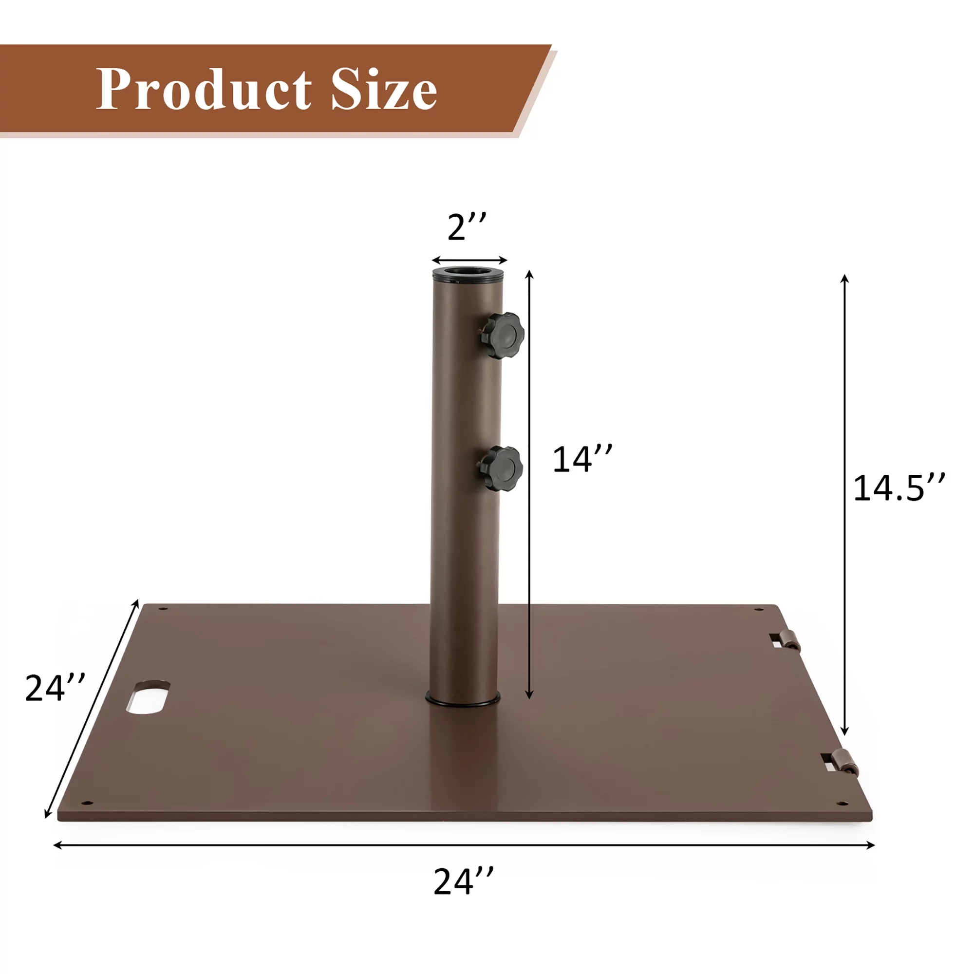 Costway 50LBS Patio Square Umbrella Base Stand Market Umbrellas Handle Wheels - Cheap Fitting