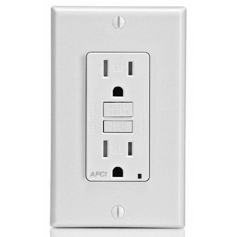 Leviton Arc-Fault Circuit Interrupter Outlet, White - Cheap Fitting