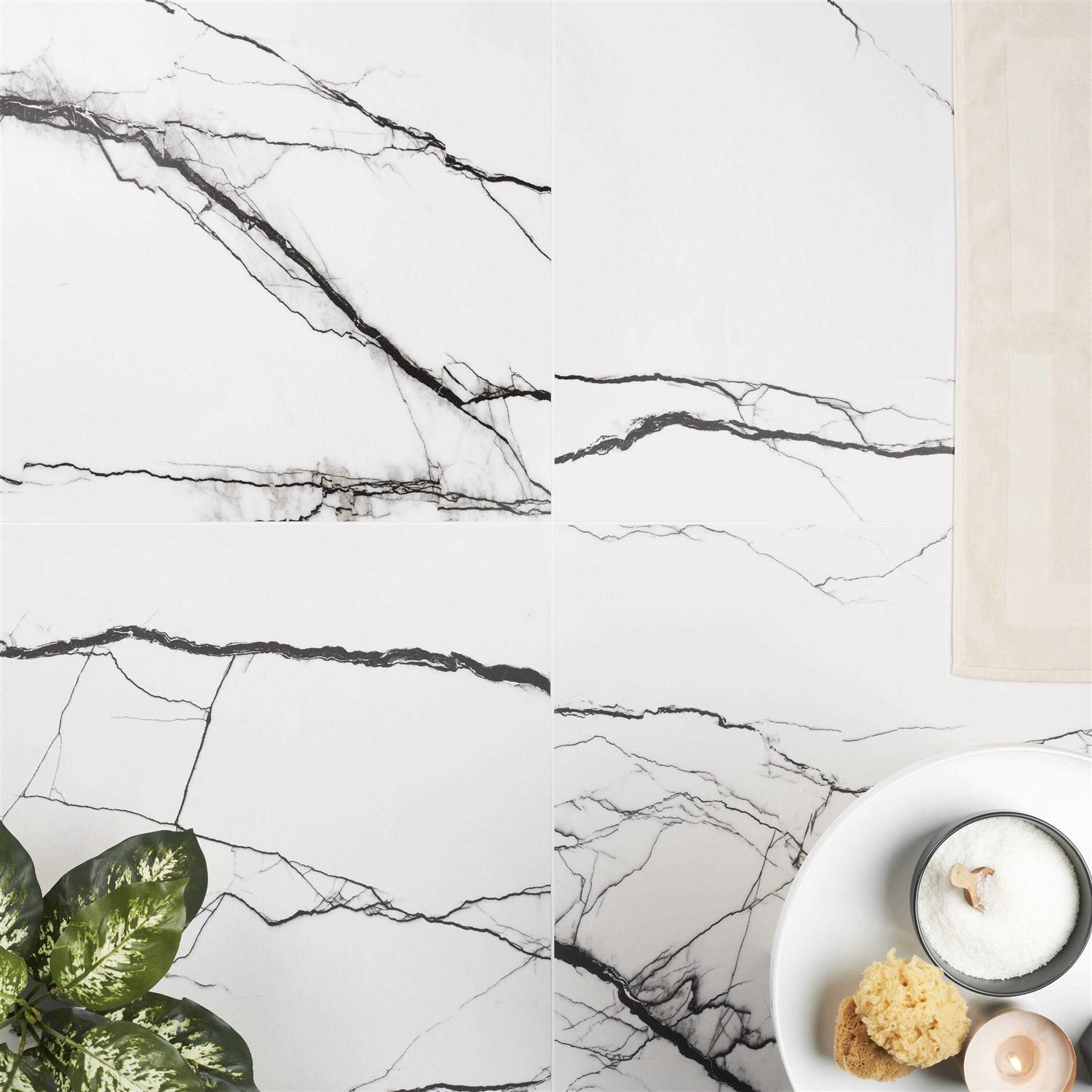 Artmore Tile Ink Breach 4-in x 8-in Matte Porcelain Marble Look Thinset Mortar Floor and Wall Tile EXT3RD107340 - Cheap Fitting