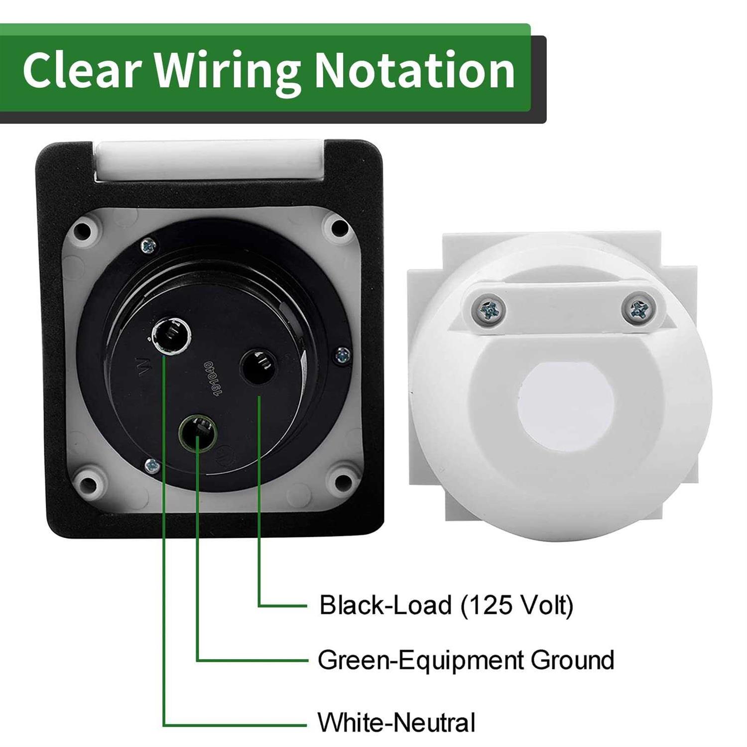 RVGUARD 125V 30 Amp RV Power Inlet, White, Twist Locking, Power Plug with 3 Stainless Steel Pins and Screws - Cheap Fitting