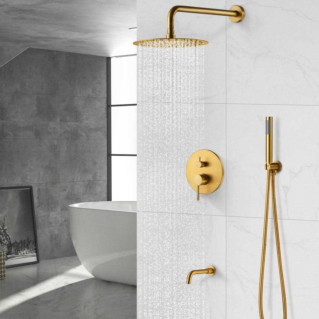 EVERSTEIN AquaFusion Trio Collection Tub And Shower Faucet With Rough-In Valve Finish SF10-3FWMR6612BG - Cheap Fitting