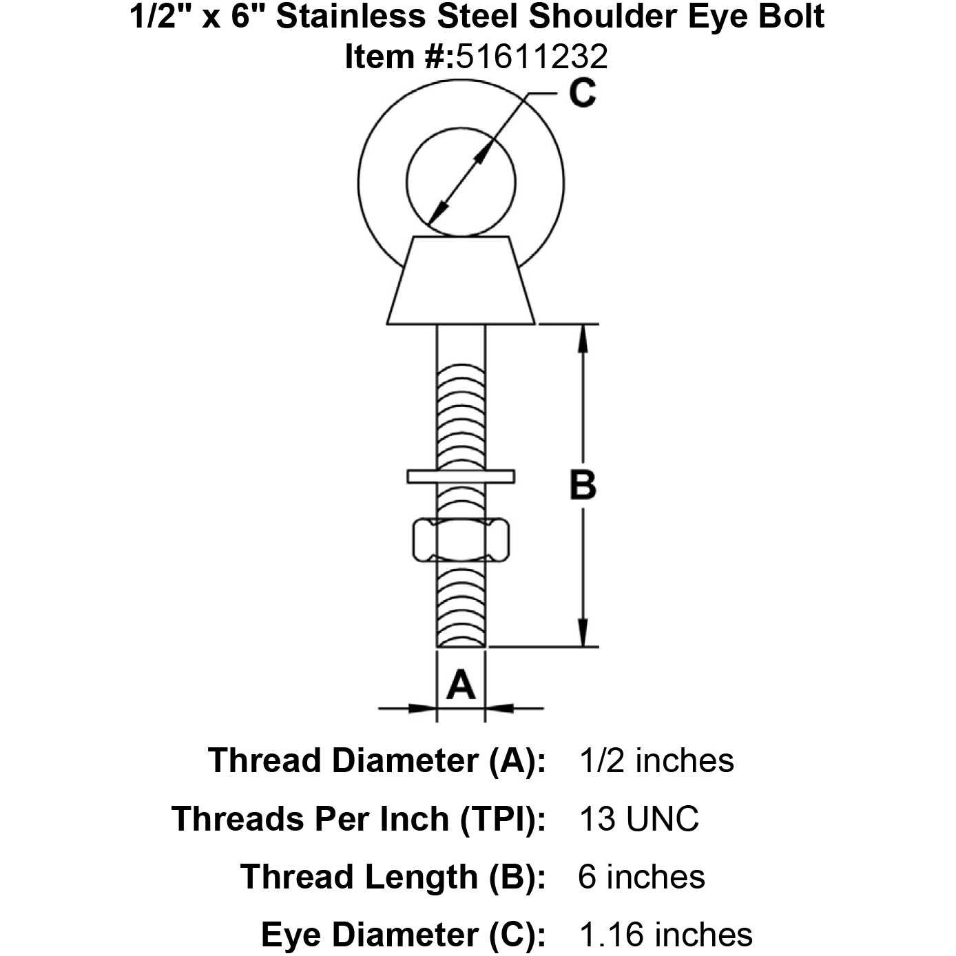 Stainless Steel Shoulder Eye Bolt - Cheap Fitting