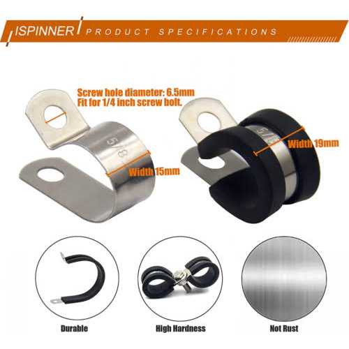 ISPINNER 52pcs Cable Clamps Assortment Kit 304 Stainless Steel Rubber Cushion Pipe Clamps in 6 Sizes 1/4 5/16 3/8 1/2 5/8 3/4 - Cheap Fitting