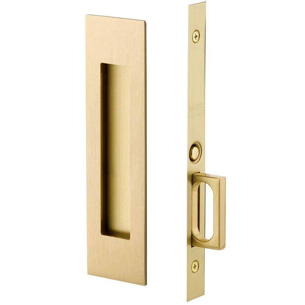 Emtek 2154US4138 Narrow Modern Rectangular Passage Pocket Door Mortise Lock for 1-3/8 Thick Doors Satin Brass - Cheap Fitting
