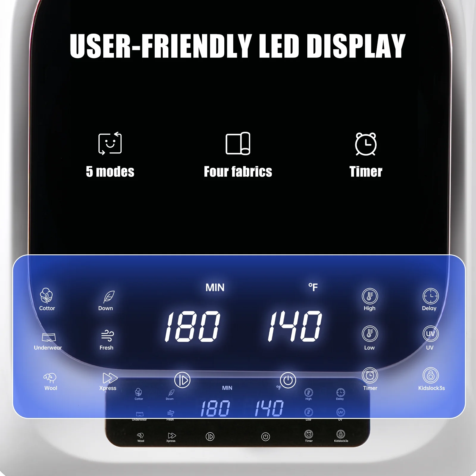 Auertech 850W, 1.6 Cu.ft. Electric Portable Dryer Compact Cloth Dryer, Stainless Steel Tub LCD Panel - Cheap Fitting