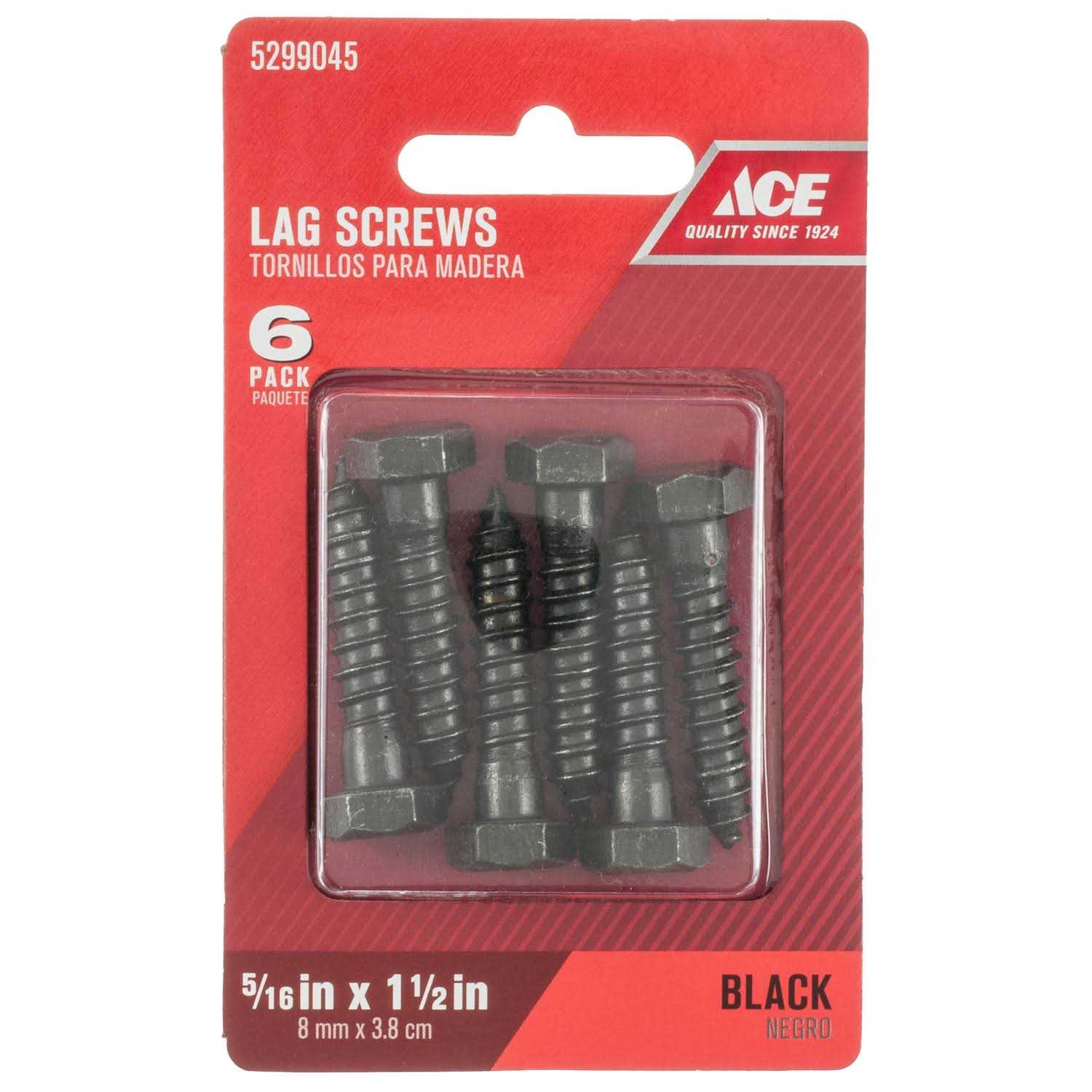 Ace 0.3125 in. L Black Steel Lag Screw 6 pk - Cheap Fitting