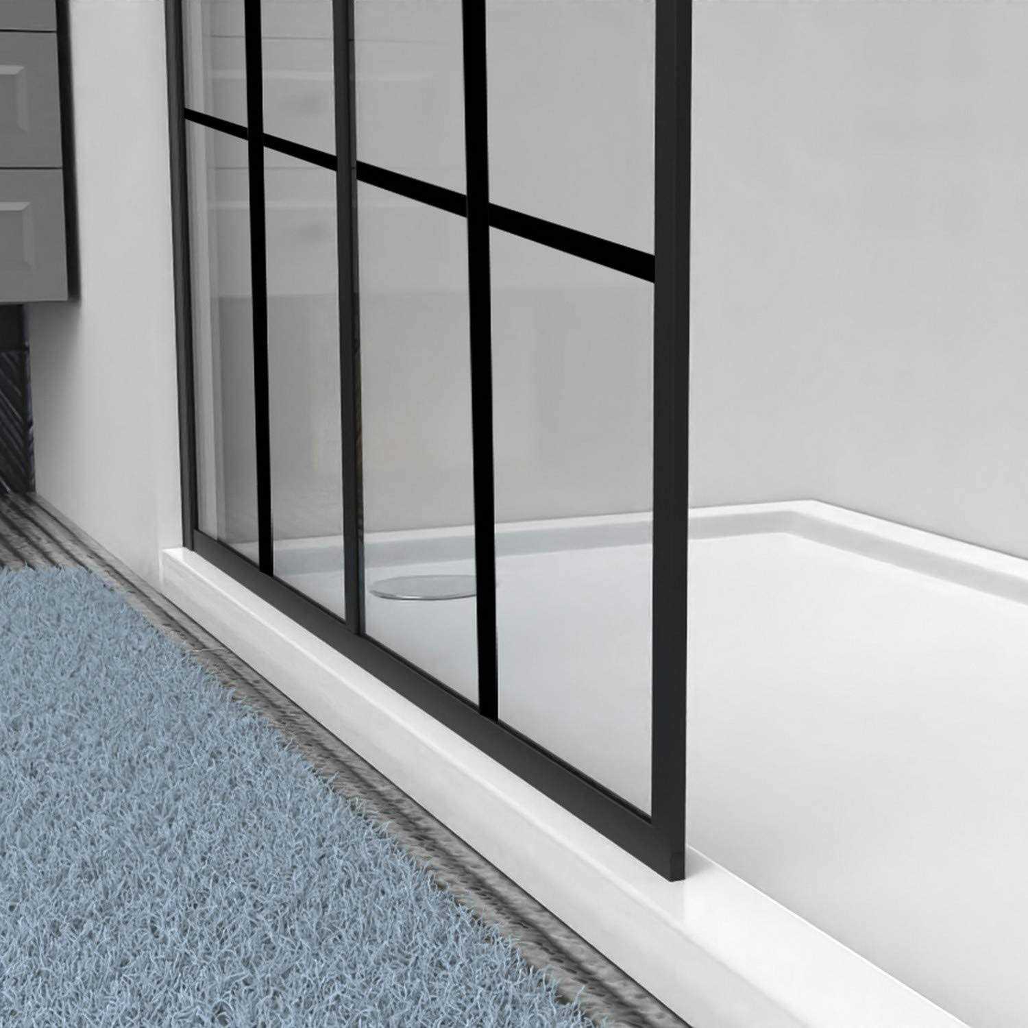Goodyo 72 Shower Door Clear Tempered Glass Framed Shower Screen Walk-in Black Finish - Cheap Fitting