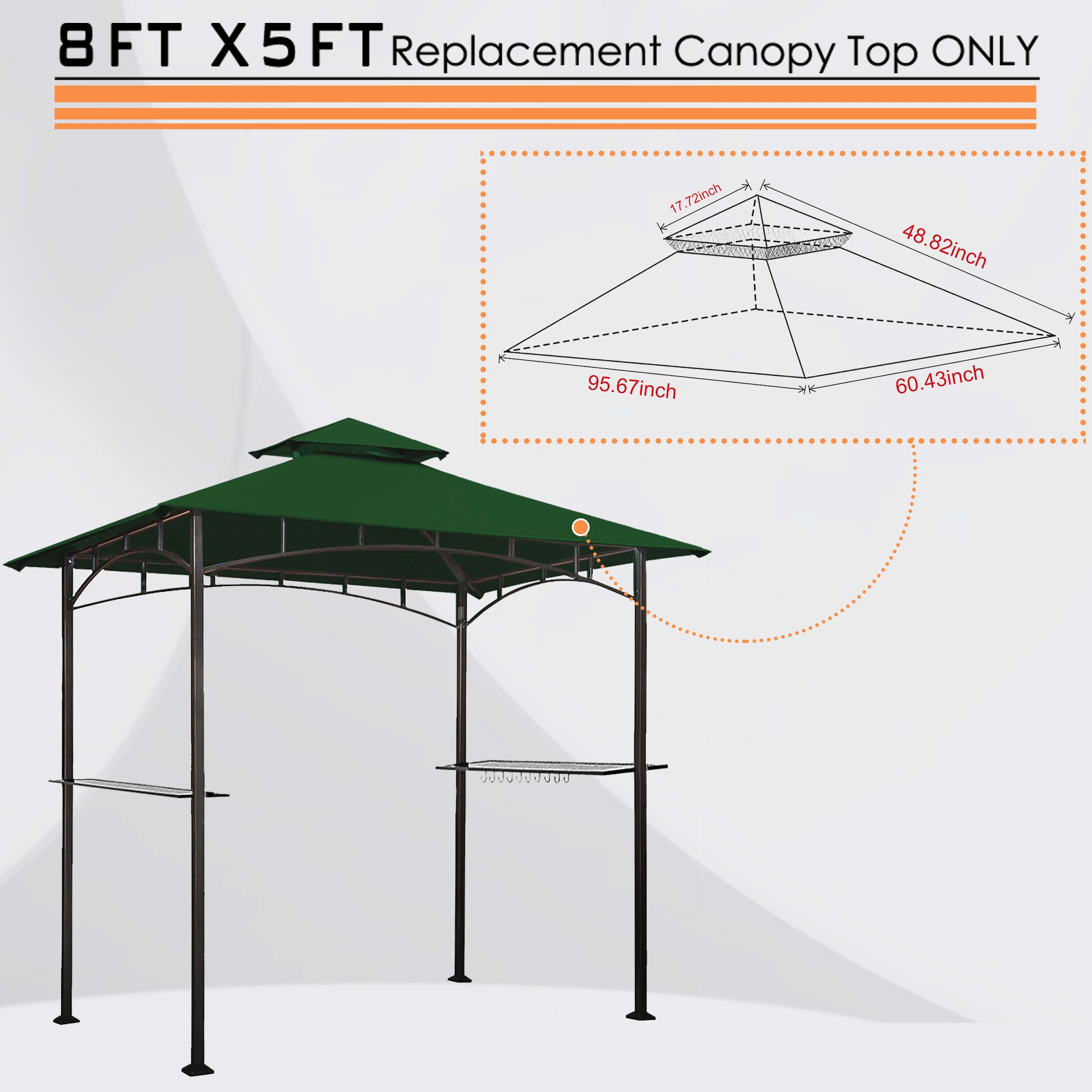 Eurmax 5x8 Grill Gazebo Replacement Canopy Double Tiered BBQ Canopy Roof,Cocoa - Cheap Fitting