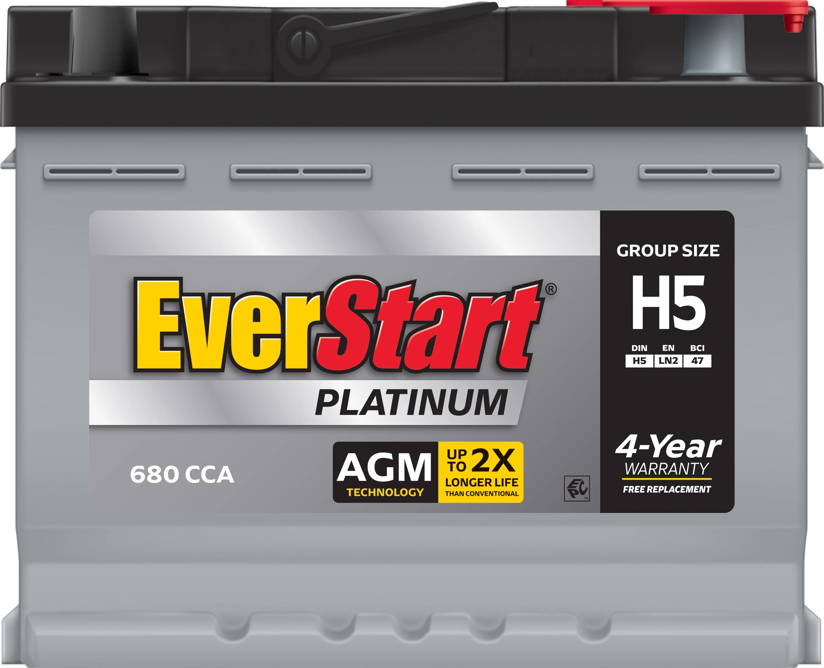 EverStart Platinum BOXED AGM Automotive Battery, Group Size H5 / LN2 / 47 12 Volt, 680 CCA - Cheap Fitting