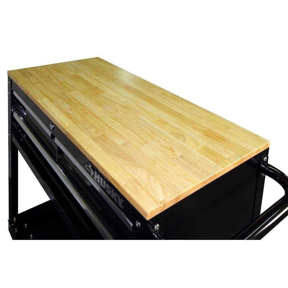 Husky 36 in. 3-Drawer Rolling Tool Cart with Wood Top - Cheap Fitting