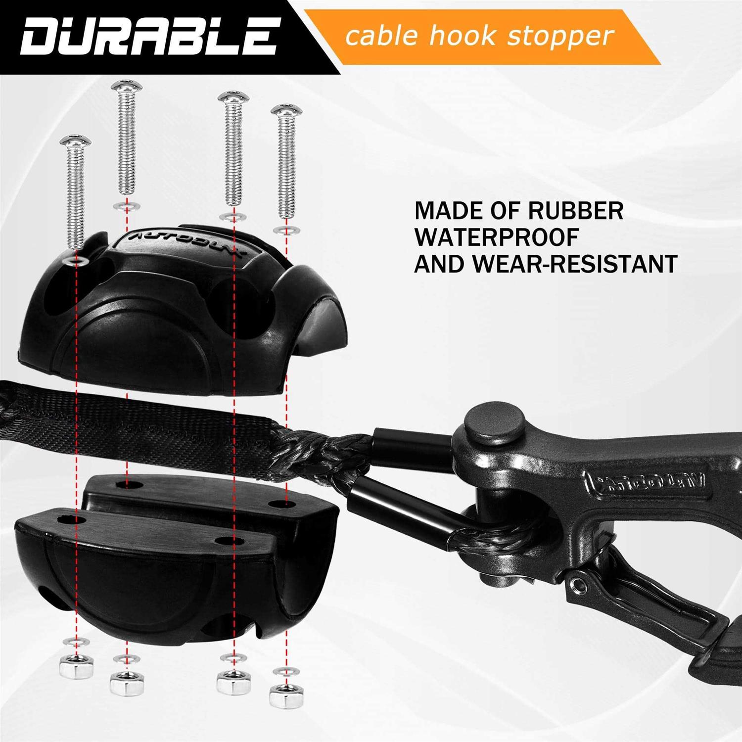 Synthetic Winch Rope Cable Kit 1/4 x 50 ft 9500Lbs Winch Rope Line with Protective Sleeve+Rubber Stopper+Winch Hook+Safety Pull Strap - Cheap Fitting