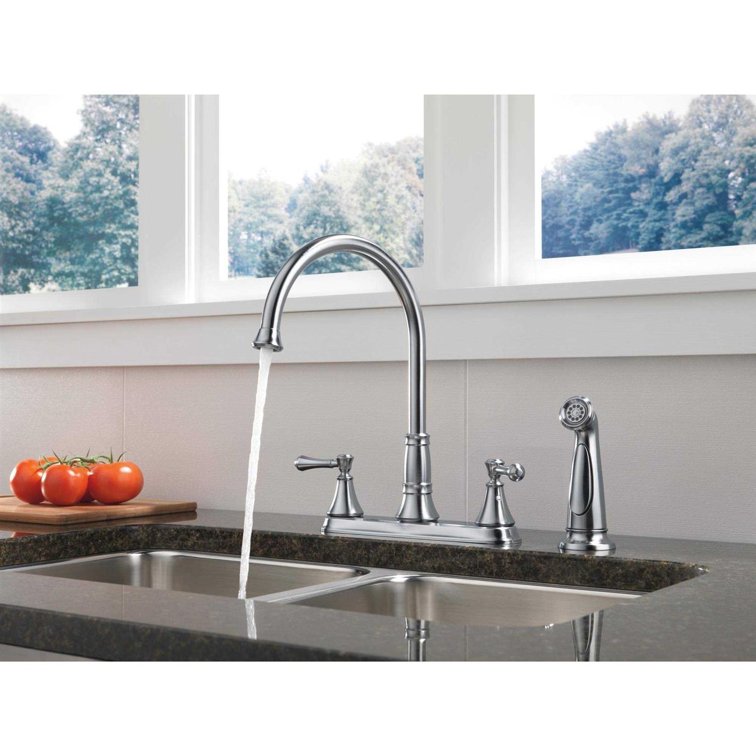 Delta Cassidy Two Handle Kitchen Faucet with Spray 2497LF - Cheap Fitting