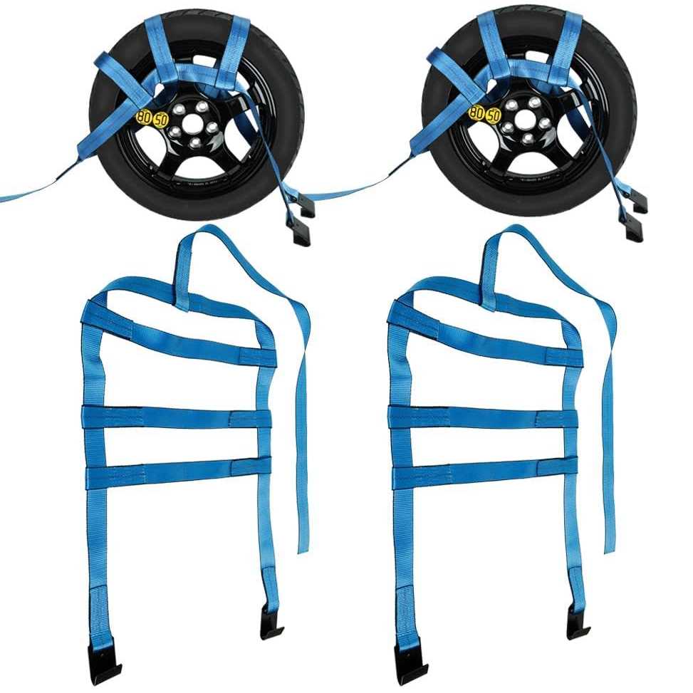 FSBCGT Set of 2 Tow Dolly Straps with Flat Hook Basket Strap,Fits Most 16-20 Tires Webbing Ratchet Straps - Cheap Fitting