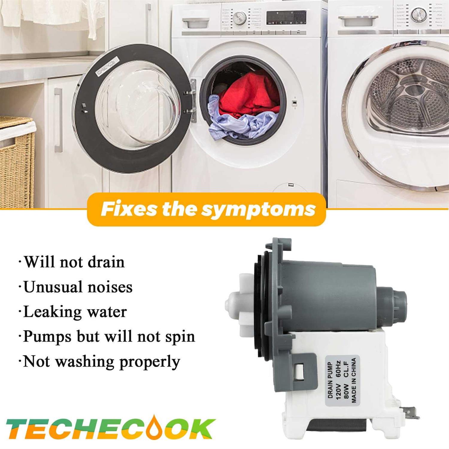 New upgrade DC31-00178A PX3516-01 Washer Drain Pump Motor by Techecook - Cheap Fitting