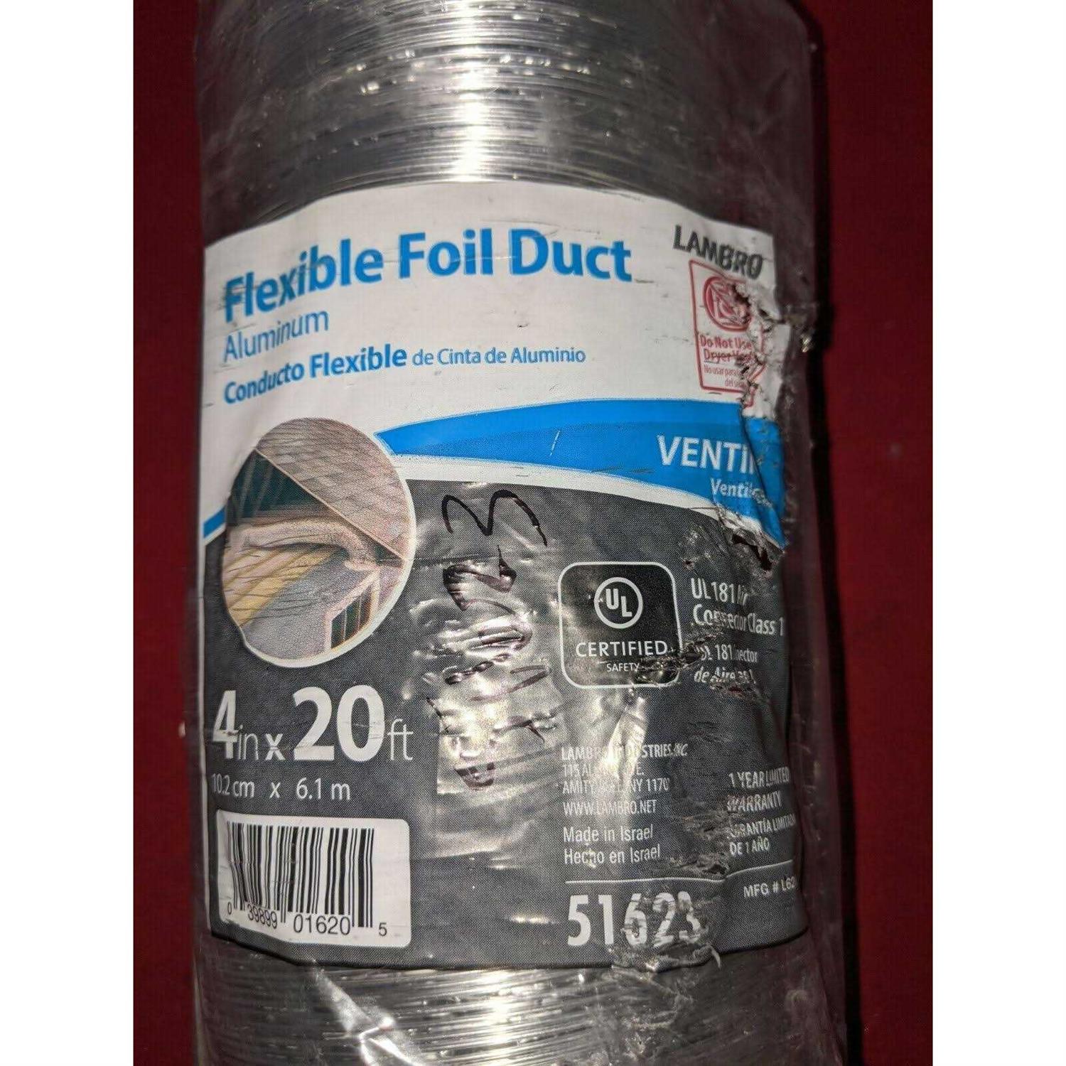 Lambro 4-in x 240-in Foil Flexible Duct L620UL - Cheap Fitting