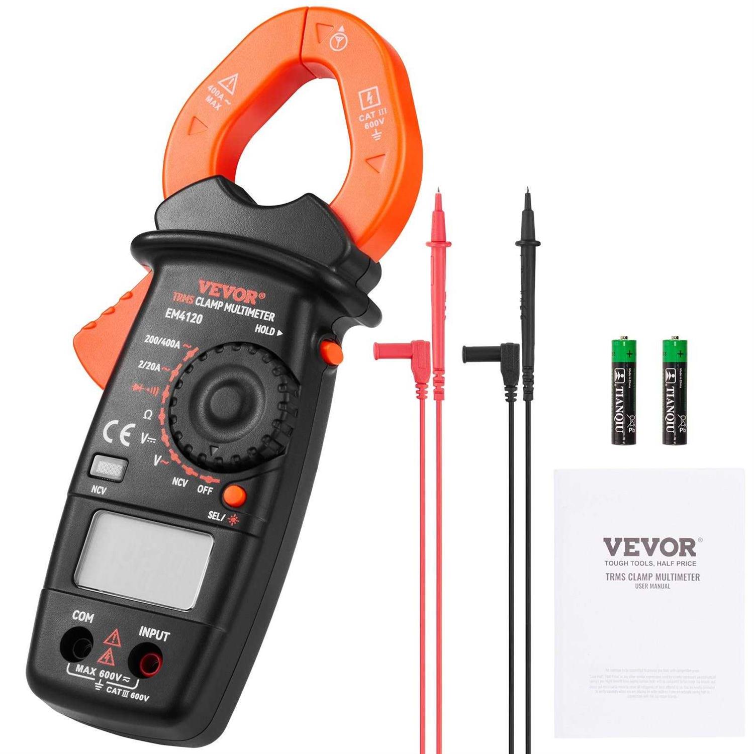 VEVOR 400 Amp Digital Clamp Meter DC/AC Multimeter True RMS Auto Ranging 2000 Max Reading NCV Measurement LED Backlight - Cheap Fitting