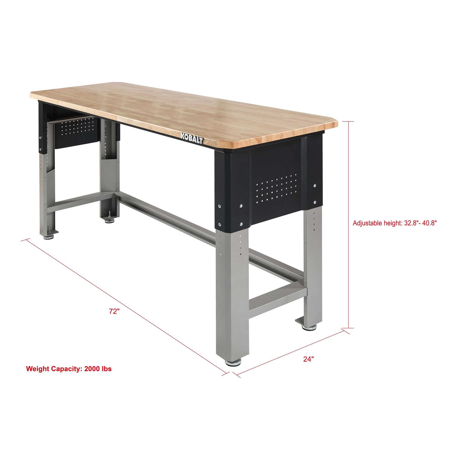 Kobalt 72-in L x 40.8-in H Silver Wood Adjustable Height Work Bench 19004 - Cheap Fitting