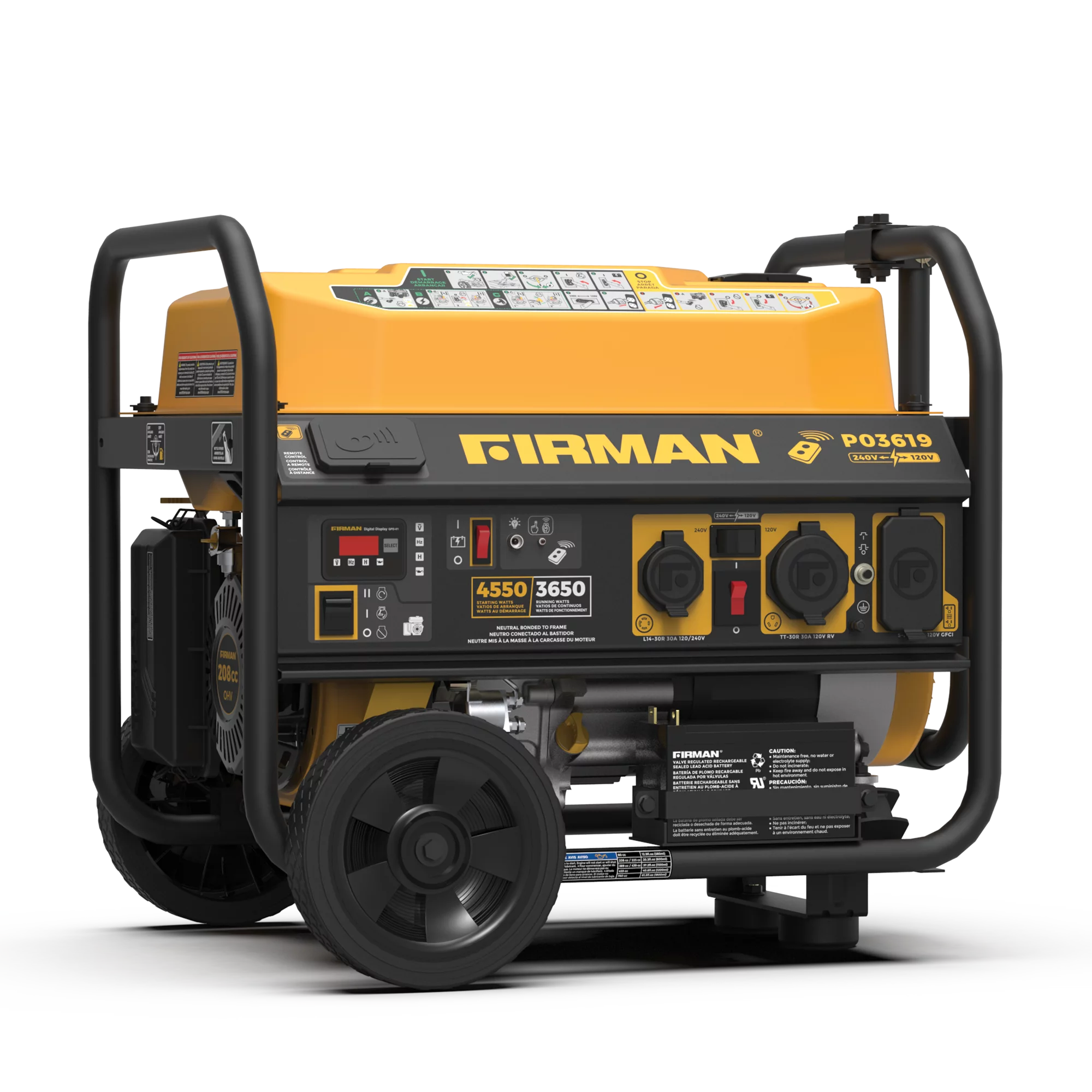 FIRMAN P03619 4550/3650 Watt 30A 120/240V Remote Start Gas Portable Generator cETL Certified With Wheel Kit - Cheap Fitting