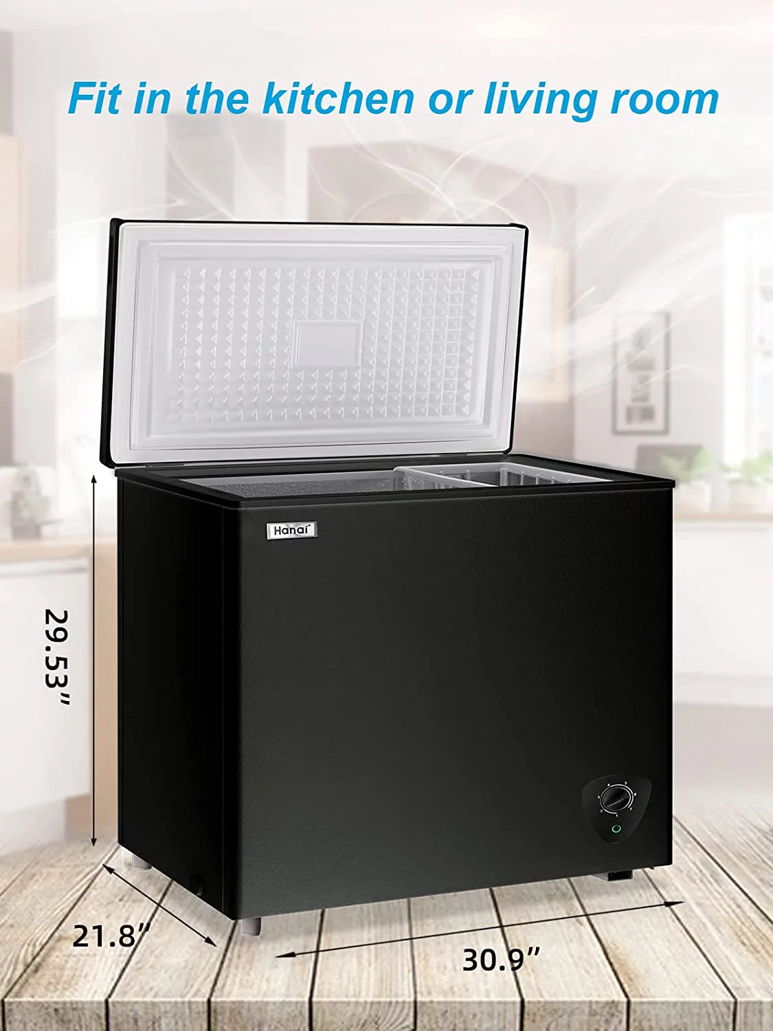 Chest Freezer 3.5 cu.ft Compact Freezer Free-Standing WANAI Top Door Freezer Adjustable 7 Thermostat and Removable Basket, White - Cheap Fitting