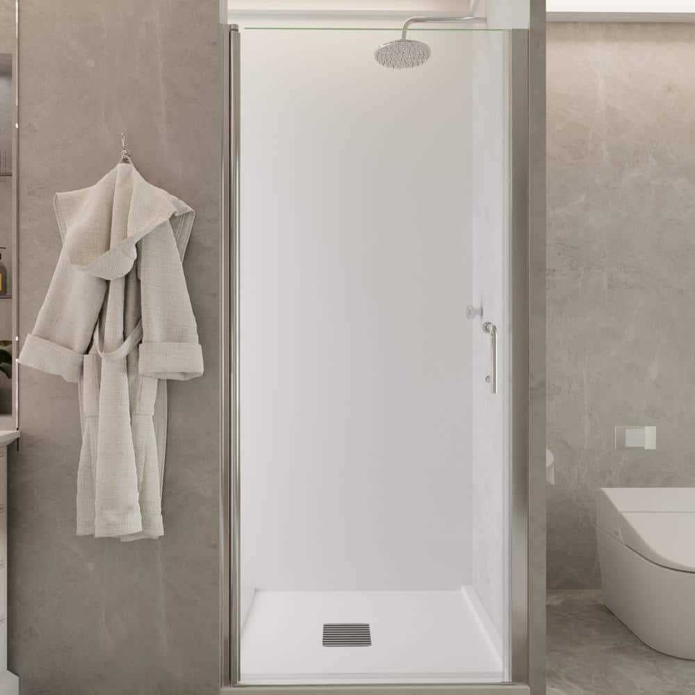 ExBrite 72 in. H Pivot Frameless Swing Corner Shower Panel with Shower Door in Chrome with Clear Glass - Cheap Fitting