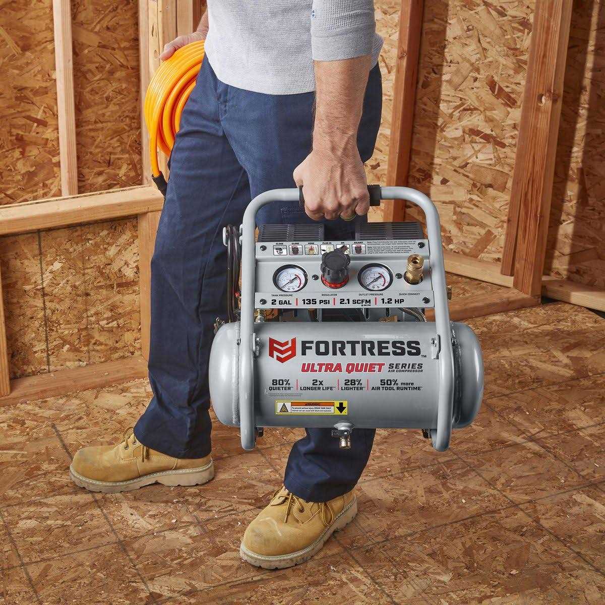 HFT 2 Gallon 135 PSI Ultra Quiet Hand Carry Jobsite Air Compressor - Cheap Fitting